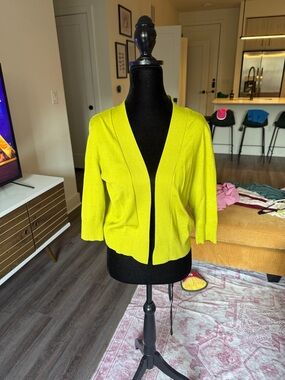 Open-Front Lime Green Women's Cardigan Sweater